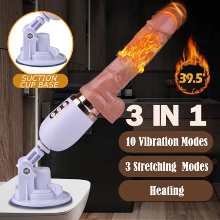Vibrador 3-en-1 con calefacción, succión base de ventosa y 10 modos de vibración
