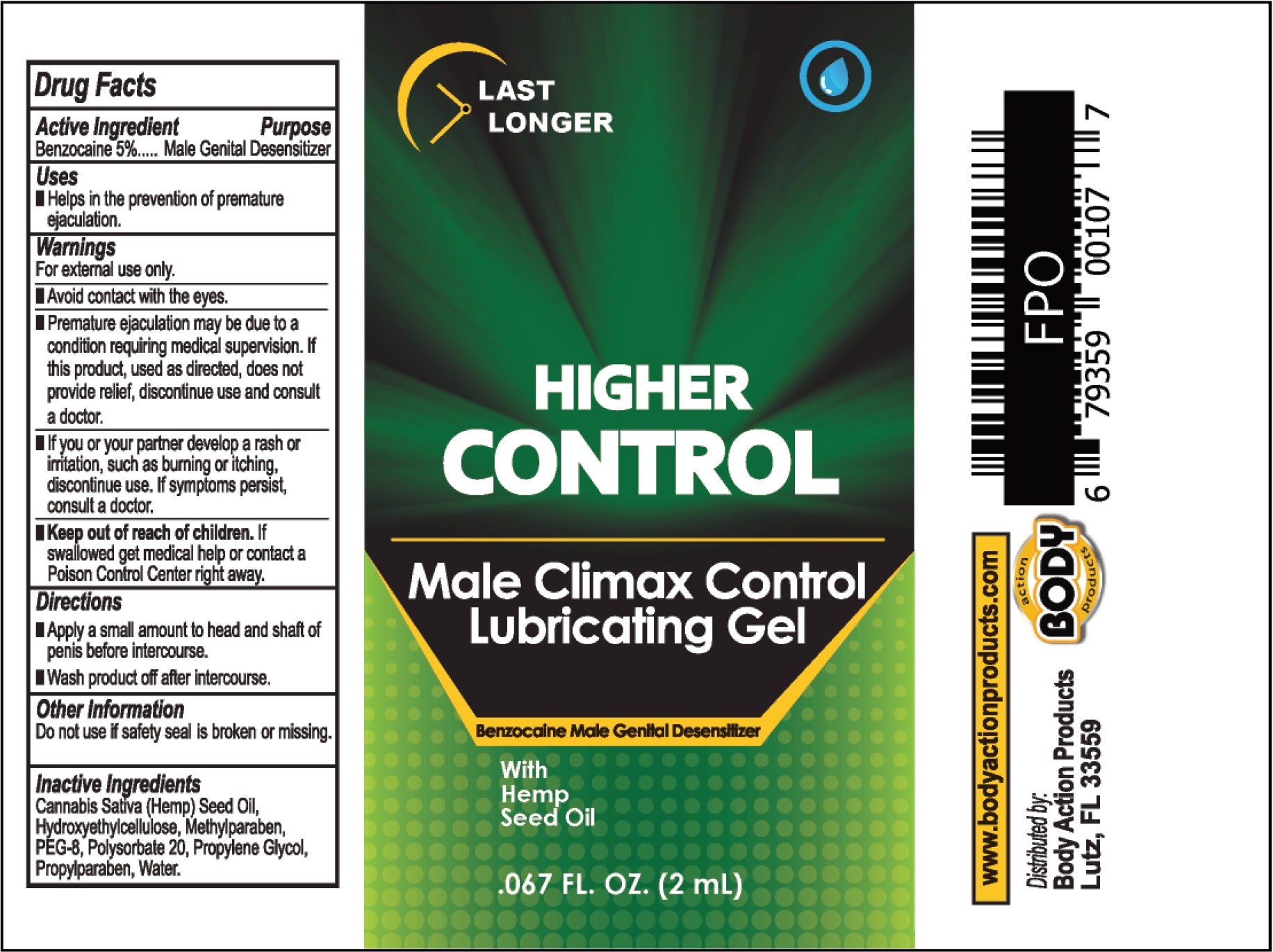 Higher Control – Gel Lubricante para Control del Clímax Masculino